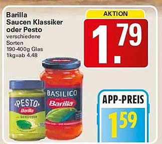 Barilla Saucen Klassiker oder Pesto verschiedene Sorten 190-400g Glas 1kg=ab 4.48