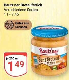 Bautz'ner Brotaufstrich Verschiedene Sorten, 1 l = 7.45