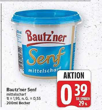 Bautz'ner Senf mittelscharf 200ml Becher