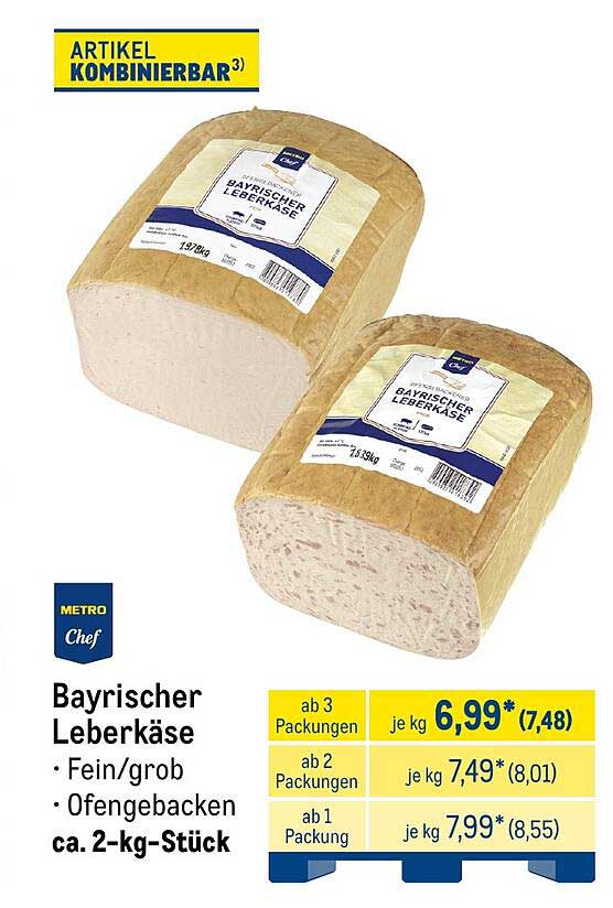 Bayerischer Leberkäse • Fein/grob • Ofengebacken ca. 2-kg-Stück