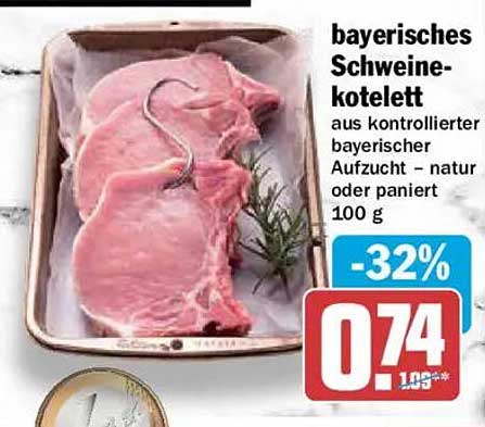 bayerisches Schweinekotelett aus kontrollierter bayerischer Aufzucht - natur oder paniert 100 g