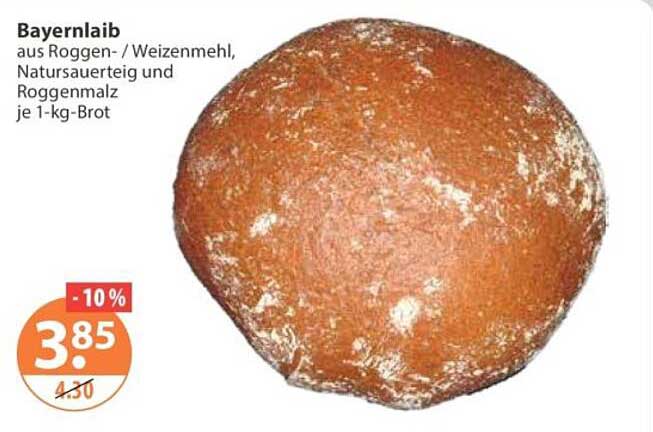 Bayernlaib aus Roggen- / Weizenmehl, Natursauerteig und Roggenmalz je 1-kg-Brot