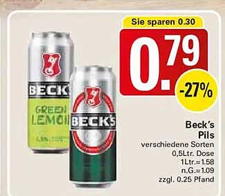 Beck’s Pils verschiedene Sorten 0,5 ltr. Dose