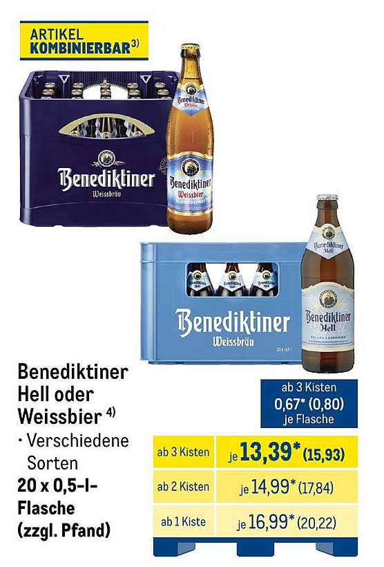 Benediktiner Hell oder Weissbier