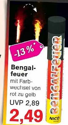 Bengalfeuer mit Farbwechsel von rot zu gelb
