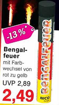 Bengalfeuer mit Farbwechsel von rot zu gelb