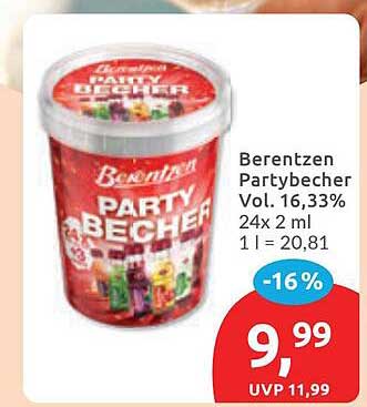 Berentzen Partybecher Vol. 16,33% 24x 2 ml 1 l = 20,81