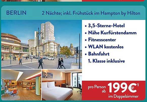 BERLIN 2 Nächte; inkl. Frühstück im Hampton by Hilton