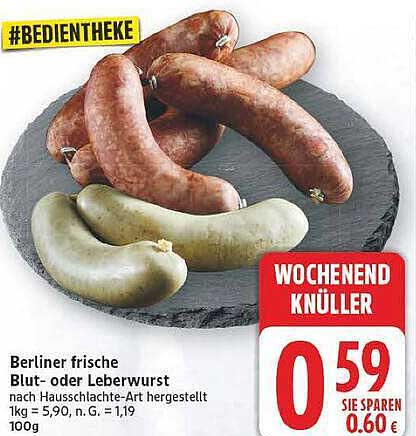 Berliner frische Blut- oder Leberwurst nach Hausmacher-Art hergestellt