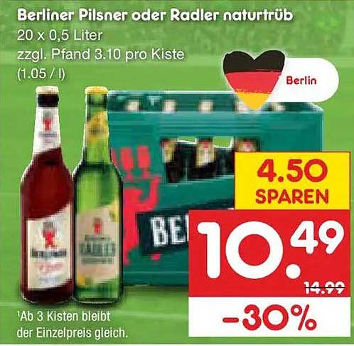 Berliner Pilsner oder Radler naturtrüb