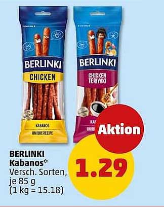 BERLINKI Kabanos* Versch. Sorten, je 85 g (1 kg = 15.18)