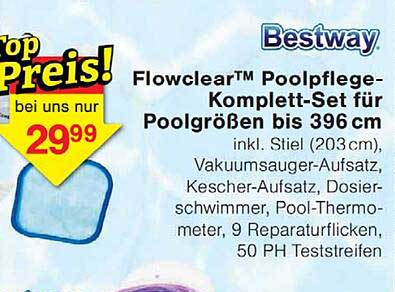 Bestway Flowclear™ Poolpflege-Komplett-Set für Poolgrößen bis 396 cm