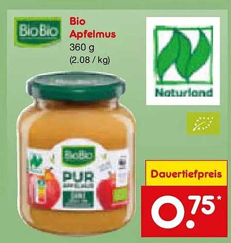 Bio Apfelmus 360 g (2.08 / kg)