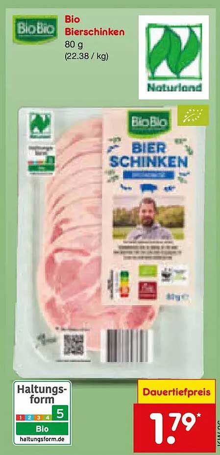 Bio Bierschinken 80 g (22,38 / kg)