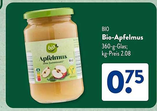 BIO Bio-Apfelmus 360-g-Glas, kg-Preis 2.08