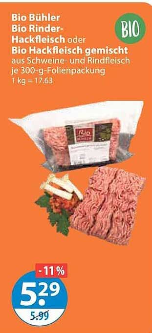 Bio Bühler Bio Rinder-Hackfleisch oder Bio Hackfleisch gemischt