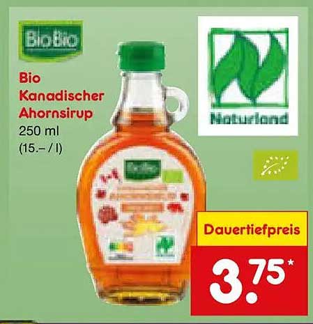 Bio Kanadischer Ahornsirup 250 ml (15.-/l)