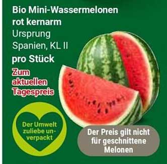 Bio Mini-Wassermelonen rot kernarm