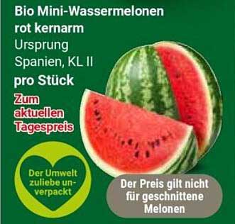 Bio Mini-Wassermelonen rot kernarm
