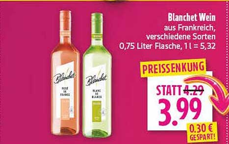 Blanchet Wein aus Frankreich, verschiedene Sorten, 0,75 Liter Flasche, 1 l = 5,32