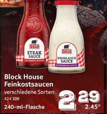 Block House Feinkostsaucen verschiedene Sorten 240-ml-Flasche
