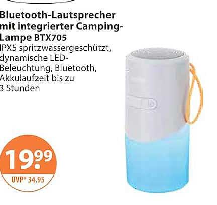 Bluetooth-Lautsprecher mit integrierter Camping-Lampe BTX705