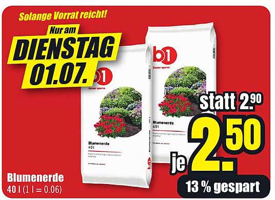Blumenerde 40 l (1 l = 0.06)