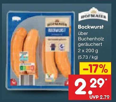 Bockwurst über Buchenholz geräuchert 2 x 200 g