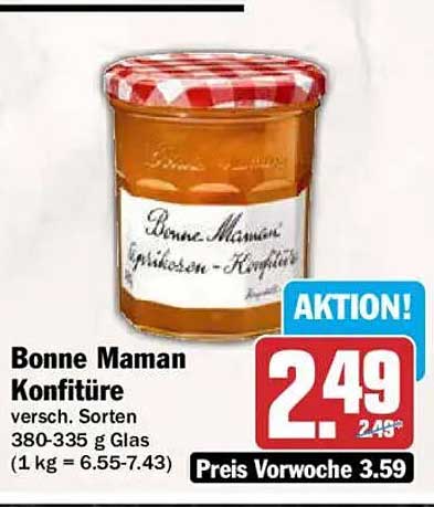 Bonne Maman Konfitüre versch. Sorten 380-335 g Glas (1 kg = 6.55-7.43)