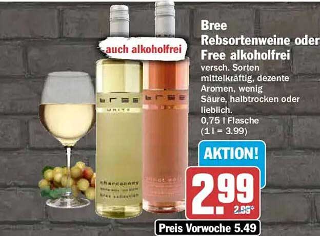 Bree Rebsortenweine oder Free alkoholfrei
