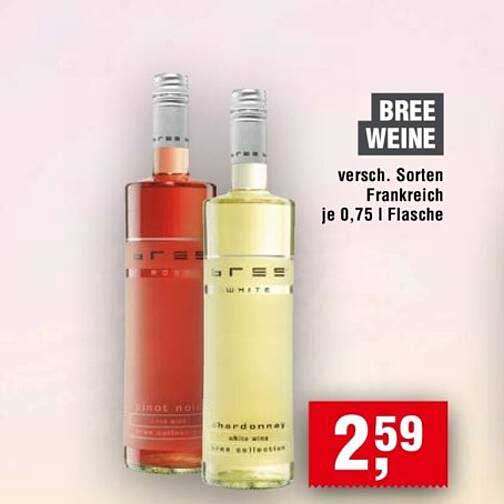 BREE WEINE versch. Sorten Frankreich je 0,75 l Flasche