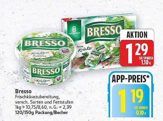 Bresso Frischkäsezubereitung, versch. Sorten und Fettstufen