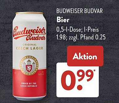 BUDWEISER BUDVAR Bier 0,5-l-Dose; 1-Preis
