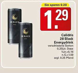 Calidris 28 Black Energydrink verschiedene Sorten 0,25Ltr. Dose