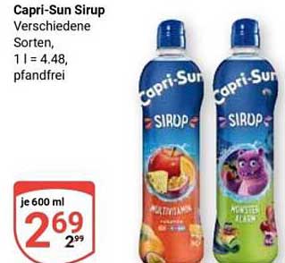 Capri-Sun Sirup Verschiedene Sorten, 1 l = 4,48, pfandfrei
