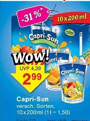 Capri-Sun vers. Sorten, 10 x 200 ml (1 l = 1,50)