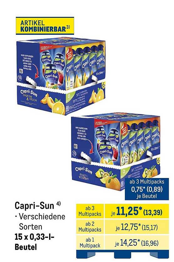 Capri-Sun Verschiedene Sorten 15 x 0,33-l-Beutel