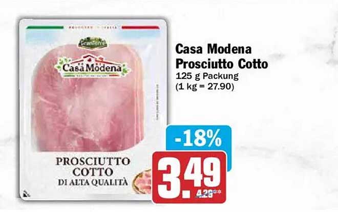 Casa Modena Prosciutto Cotto 125 g Packung (1 kg = 27.90)