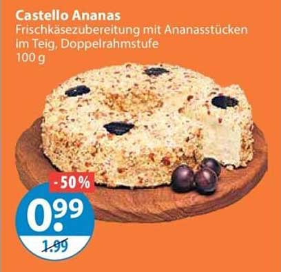 Castello Ananas Frischkäsezubereitung mit Ananasstücken im Teig, Doppelrahmstufe 100 g
