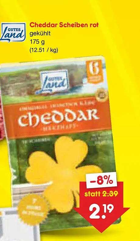 Cheddar Scheiben rot gekühlt 175 g