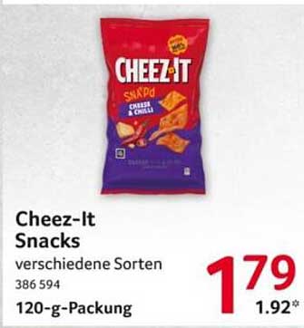 Cheez-It Snacks verschiedene Sorten 386 594 120-g-Packung