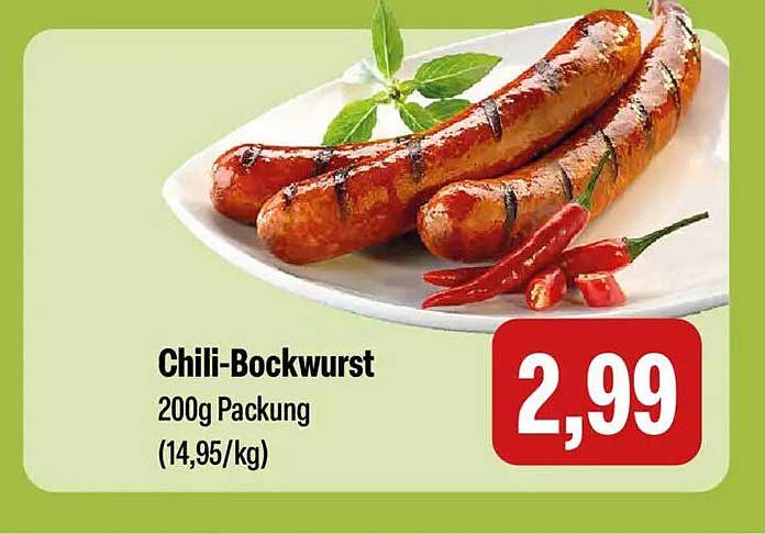 Chili-Bockwurst 200g Packung (14,95/kg)