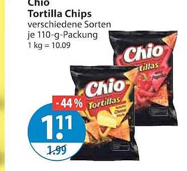 Chio Tortilla Chips Verschiedene Sorten je 110-g-Packung 1 kg = 10.09