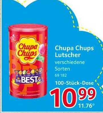 Chupa Chups Lutscher verschiedene Sorten 69 182 100-Stück-Dose