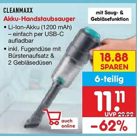 CLEANMAXX Akku-Handstaubsauger