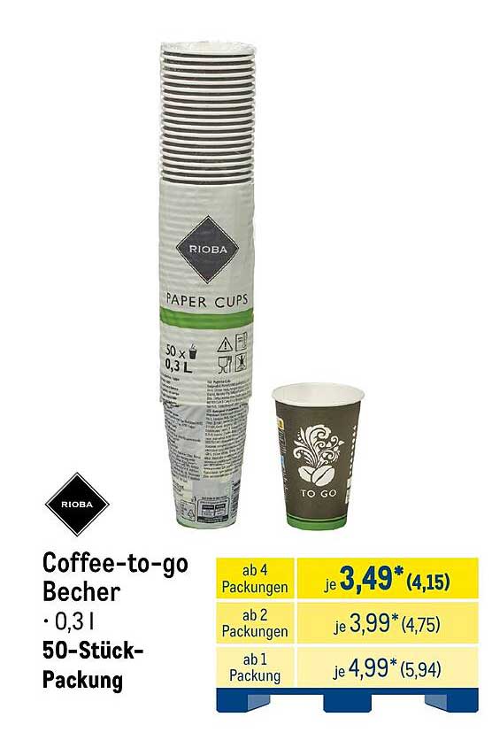 Coffee-to-go Becher · 0,3 l 50-Stück-Packung