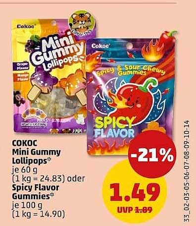 Cokoc Mini Gummy Lollipops oder Spicy Flavor Gummies