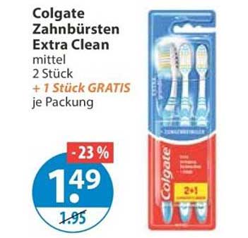Colgate Zahnbürsten Extra Clean mittel 2 Stück + 1 Stück GRATIS je Packung