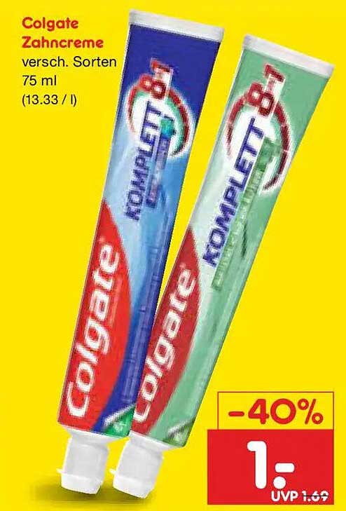 Colgate Zahncreme, Sorten, 75 ml