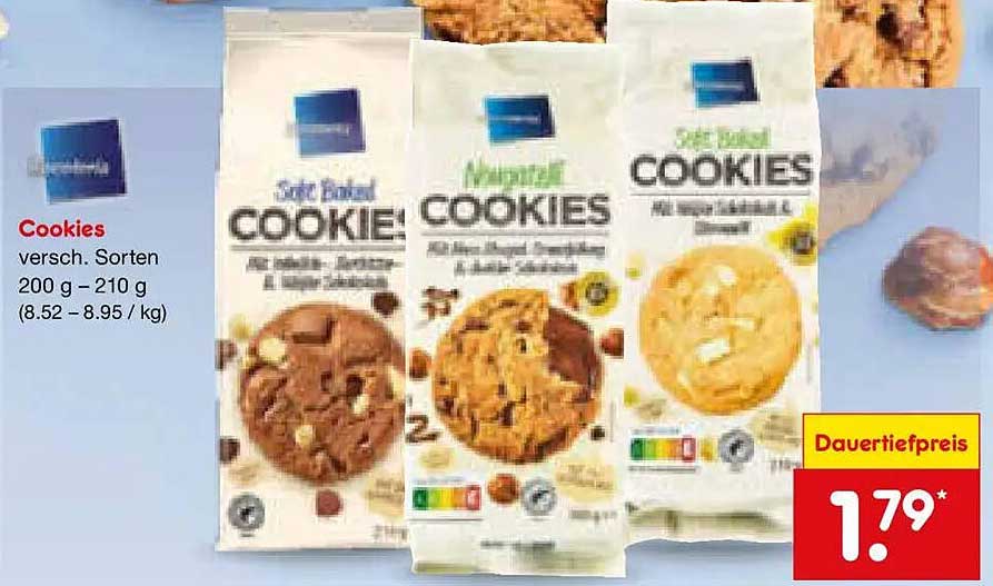 Cookies versch. Sorten 200 g – 210 g